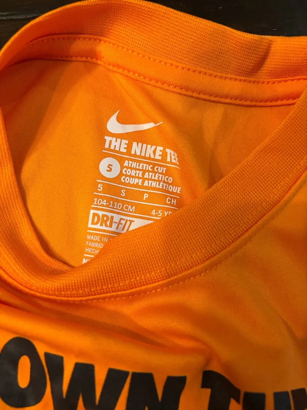 Nike Orange 'I Own The End Zone' Short Sleeve Tee athletic cut boys size 5